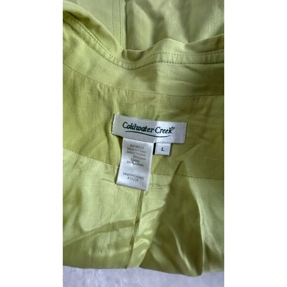 Coldwater Creek Womens Green Silk Linen Open Front Blazer Jacket Large Casual - Picture 3 of 8